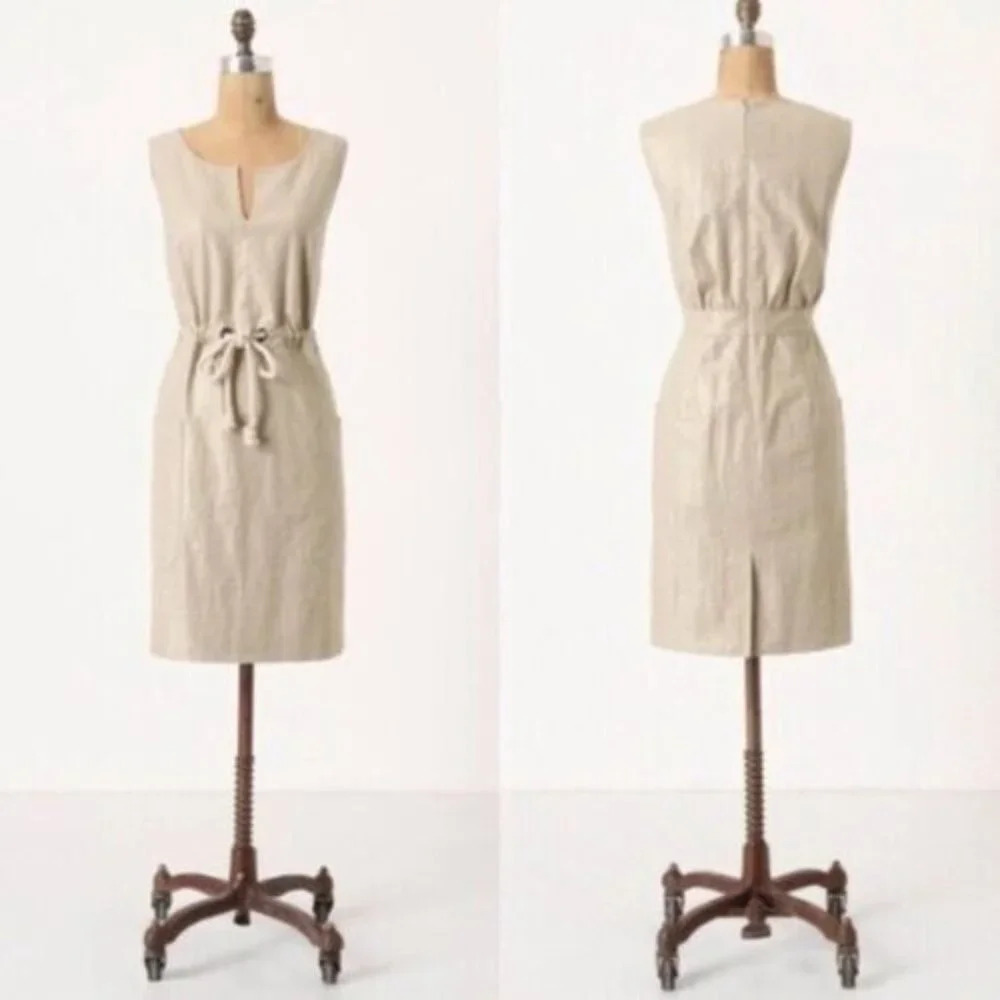Maeve Flaxen Canvas Metallic Finish Sleeveless Patch Pocket Dress 2